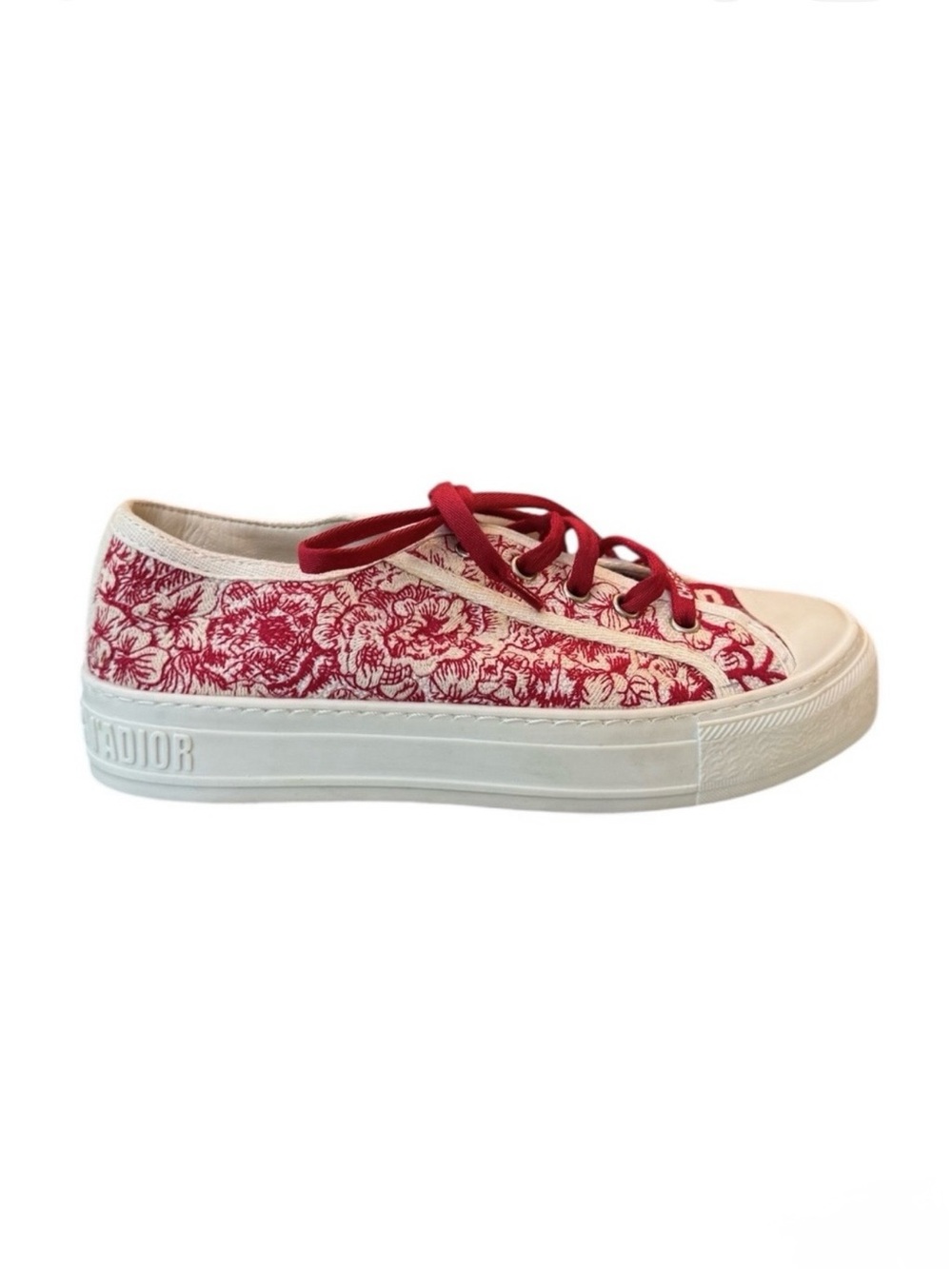 Christian Dior Floral Toile De Jouy Red & White Chinese New Year Sneakers - Picture 3 of 11